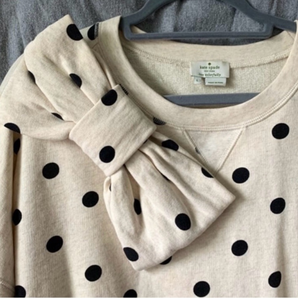 Polka Dot Sweater with Bow Accent - Picture 5 of 5